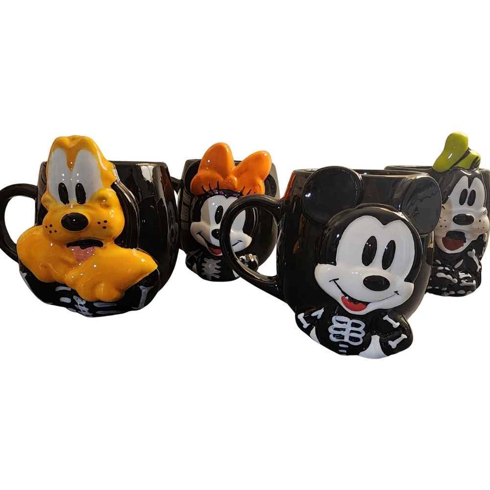 Set Of Four Disney Halloween Mugs